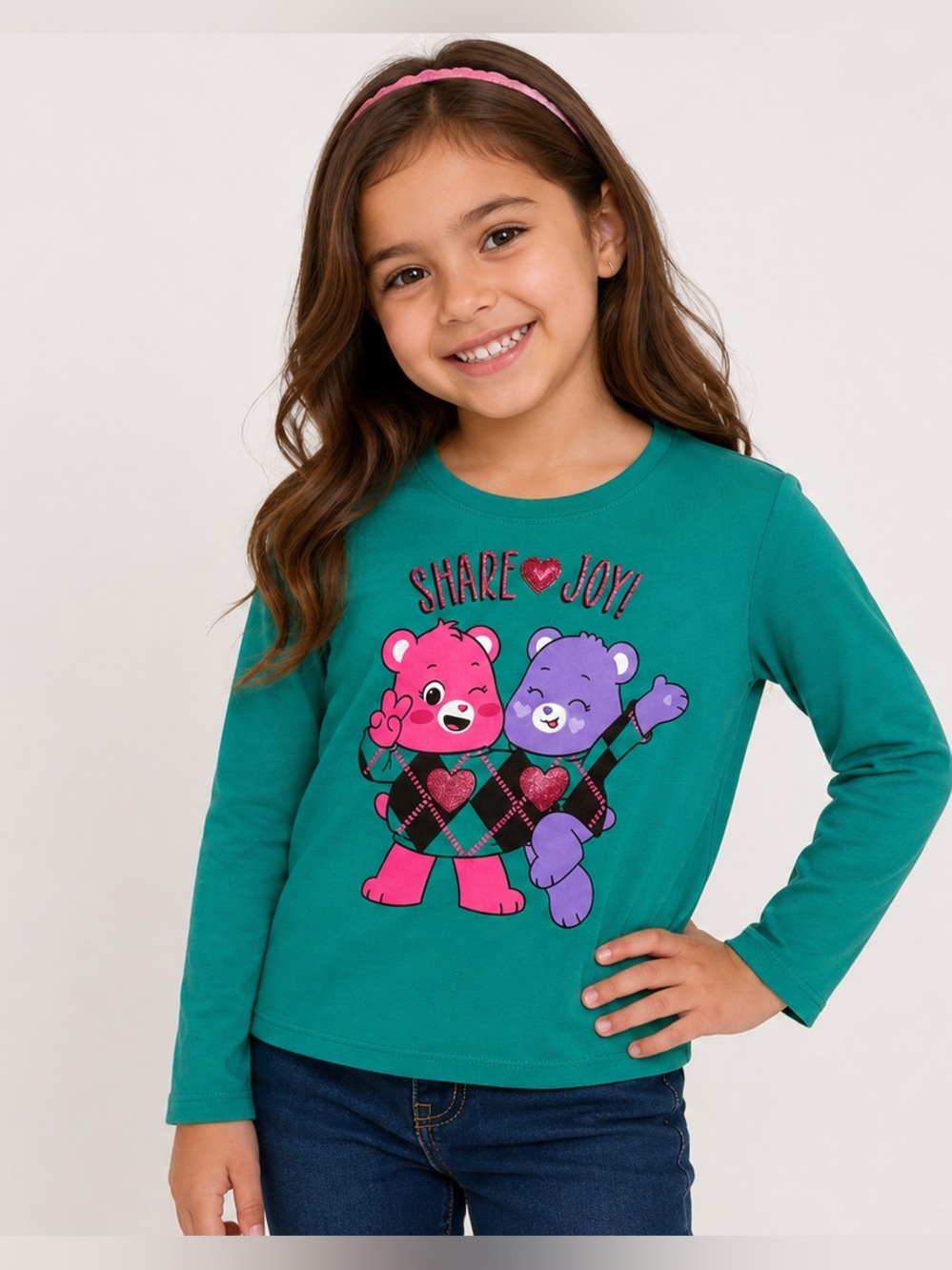 Care Bears Share Joy Long Sleeve Graphic Tee Girls Size M